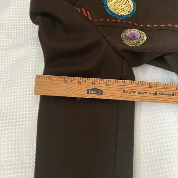 Script Brown Floral Women’s Embroidery Blazer, Wool blend Size 12, vintage - Picture 8 of 12